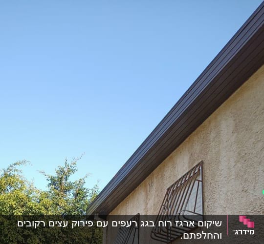 גג עם רעפים כהים וקיר חיצוני